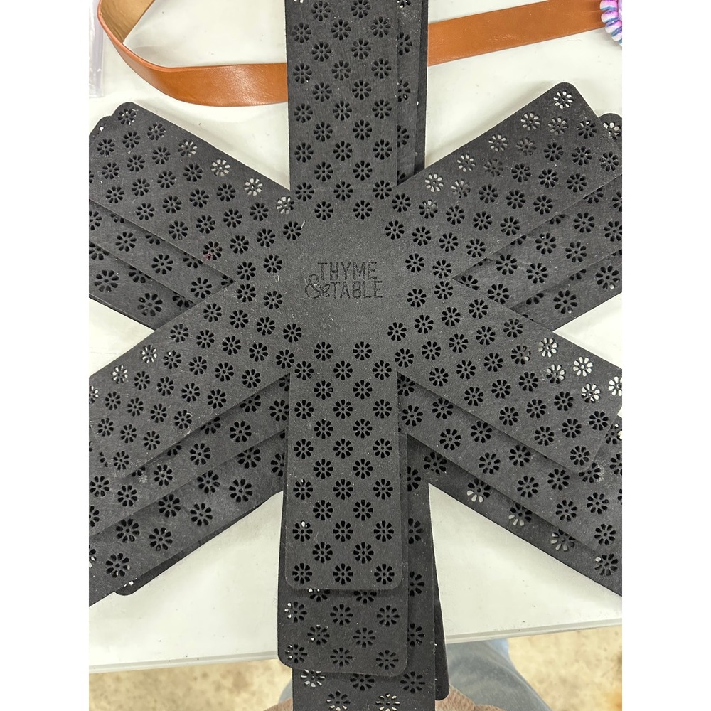 Thyme & Table Black Felt Pan Protectors Floral Laser Cut Pot Dividers Set of 3 - Picture 2 of 2